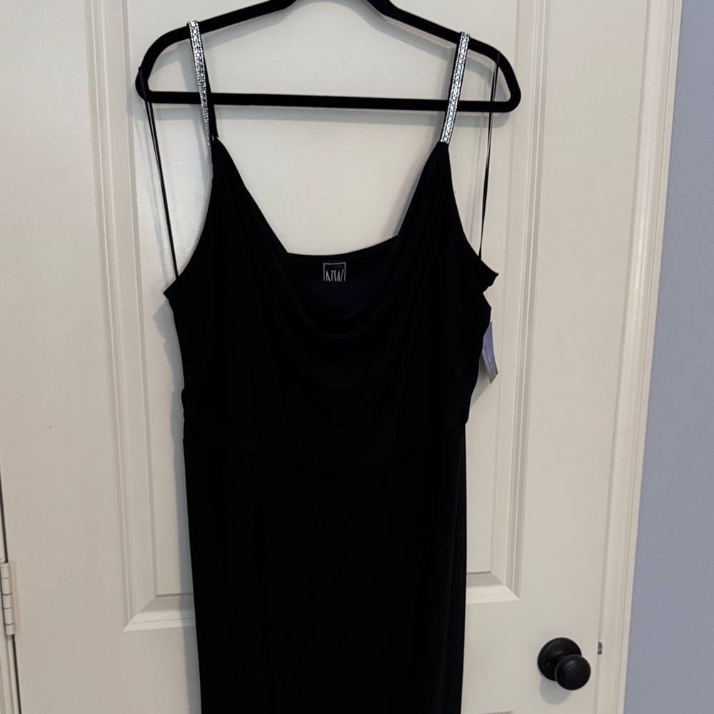 Elegant Nightway  Black Dress with Silver Straps